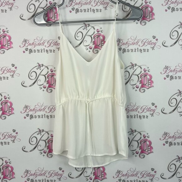 Babaton Tops - Babaton aritzia tank top white Cream Camisole Top tie up ribbon